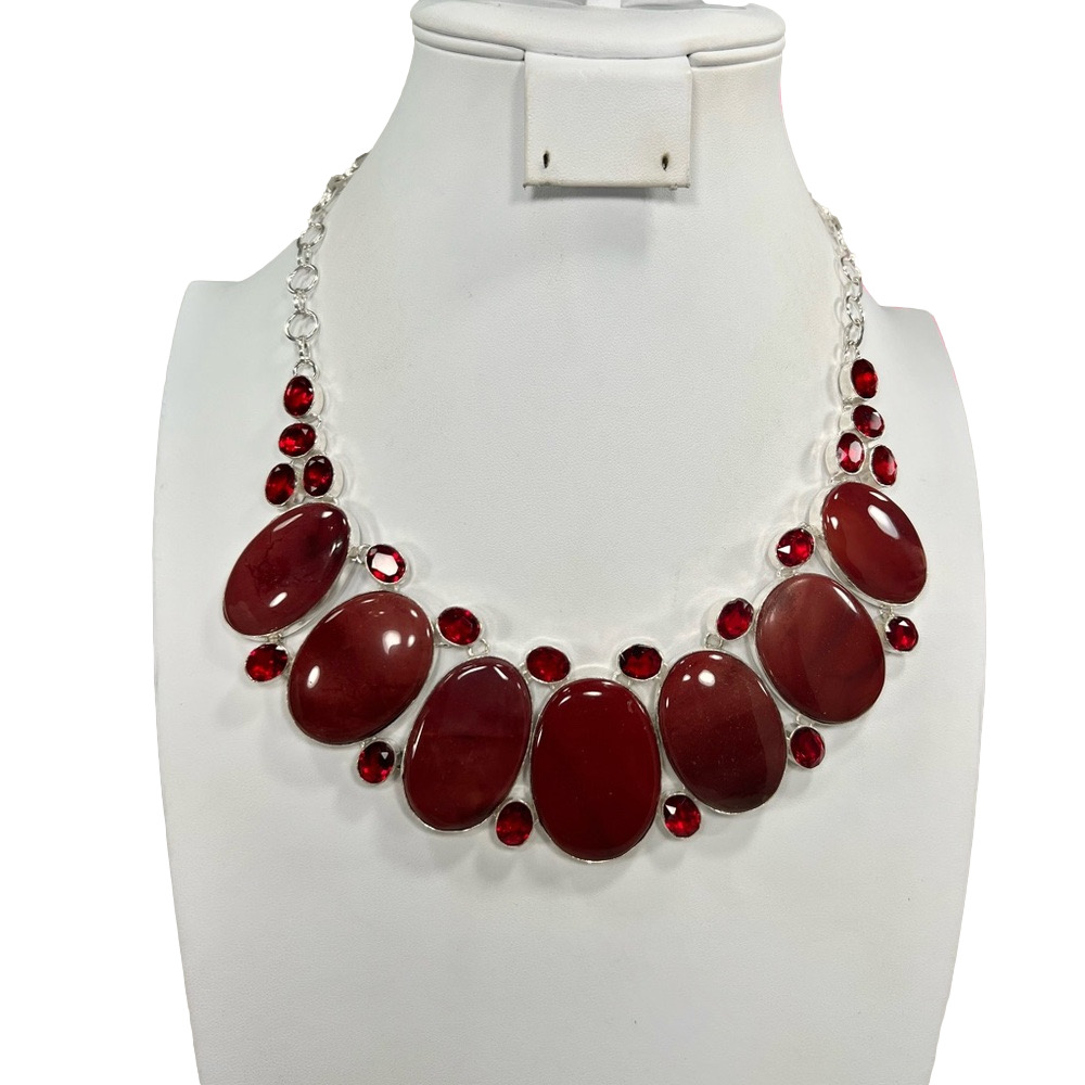 Mookaite Jasper 925 Gemstone Large Necklace